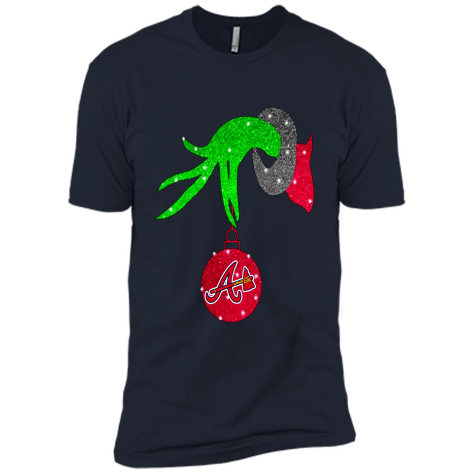 GRINCH HAND HOLDING ATLANTA BRAVES GLITTER CHRISTMAS PINGPONG