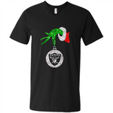 Amazing tee Oakland Raiders Glitter Grinch Monogram Ornament Christmas Gift - Men's V-Neck