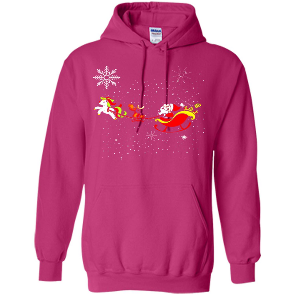 Christmas Unicorn Rudolph and Santa - Hoodie