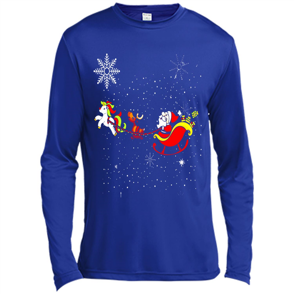 Christmas Unicorn Rudolph and Santa - Canvas Long Sleeve T-Shirt