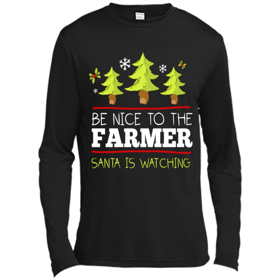 Be Nice to Farmer Santa Watching Christmas - Canvas Long Sleeve T-Shirt