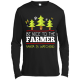 Be Nice to Farmer Santa Watching Christmas - Canvas Long Sleeve T-Shirt
