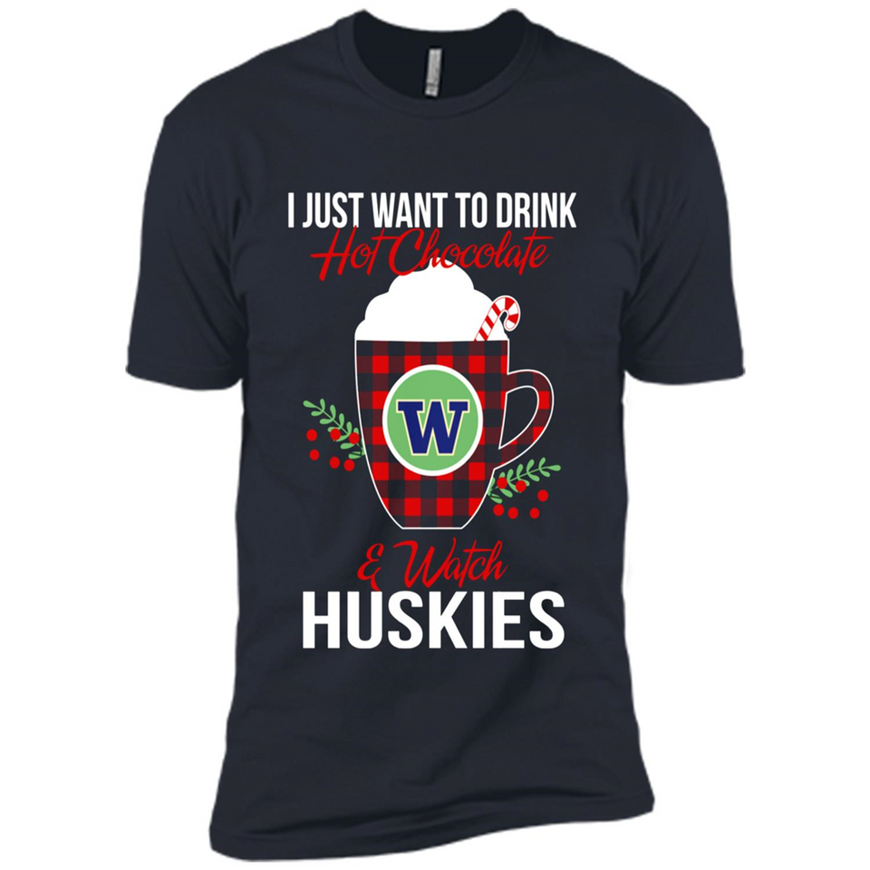 I Just Want To Drink Hot Chocolate & Watch Washington Huskies Ugly Christmas Sweater PINGPONG