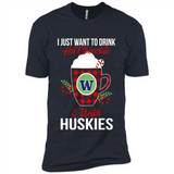 I Just Want To Drink Hot Chocolate & Watch Washington Huskies Ugly Christmas Sweater PINGPONG