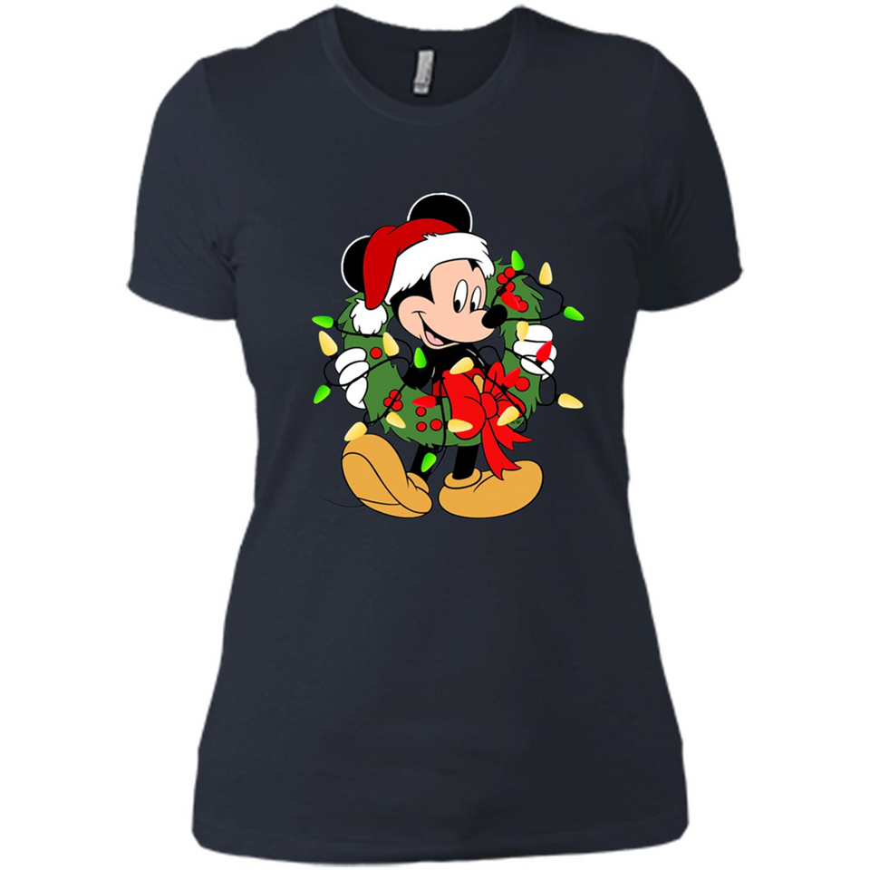 Disney Mickey Mouse Christmas Lights Sweatshirt - Ladies' Boyfriend T-Shirt