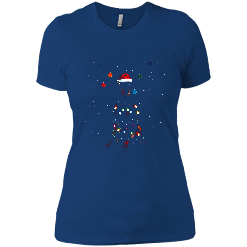 Doberman Santa Lights Christmas Dog Xmas Sweatshirt - Ladies' Boyfriend T-Shirt