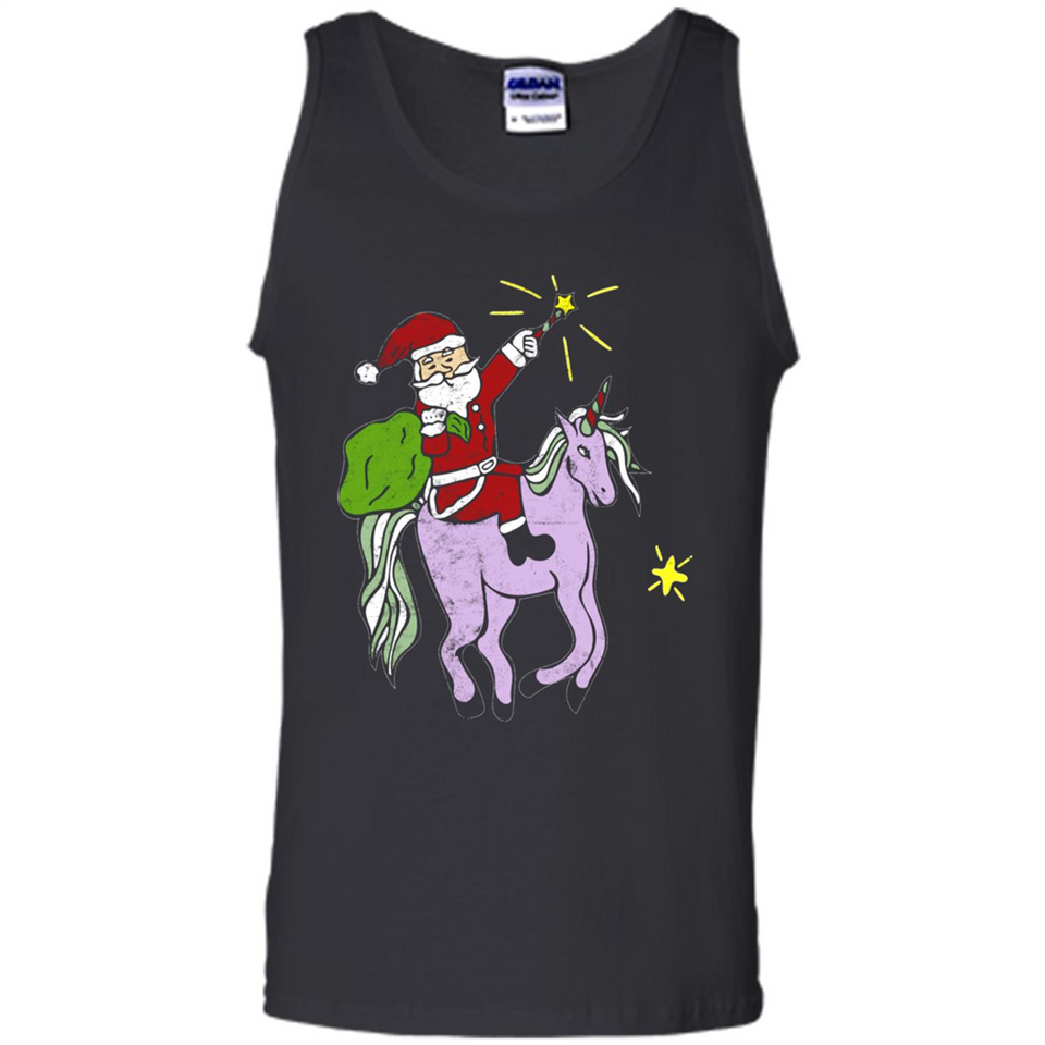 Distressed Retro Santa Riding Unicorn - Tank Top