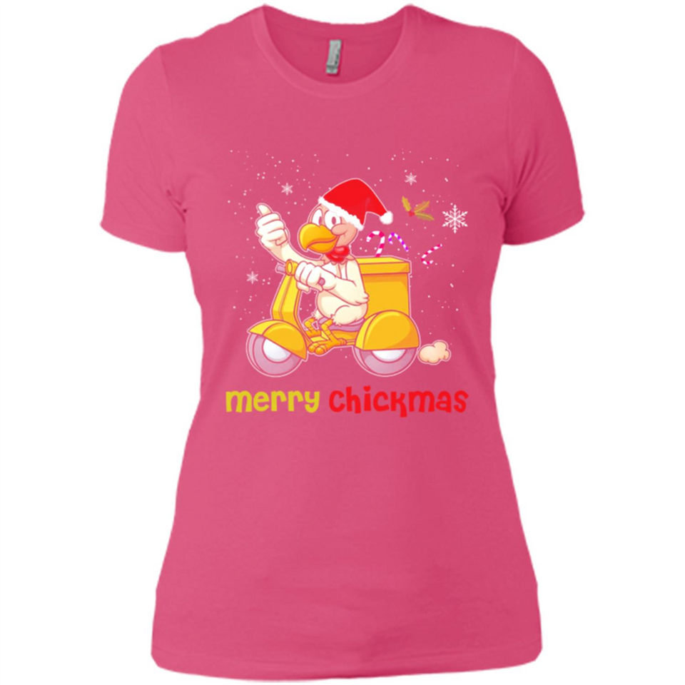 Funny Santa Christmas Chicken Shirt - Merry Chickmas - Ladies' Boyfriend T-Shirt