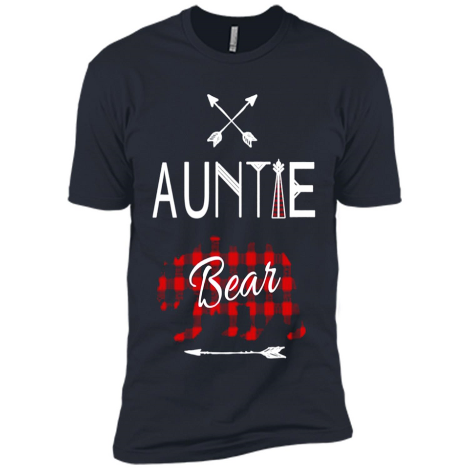 Aunt Shirt Buffalo Plaid Family Camp Bear Tee - Premium Short Sleeve T-Shirt