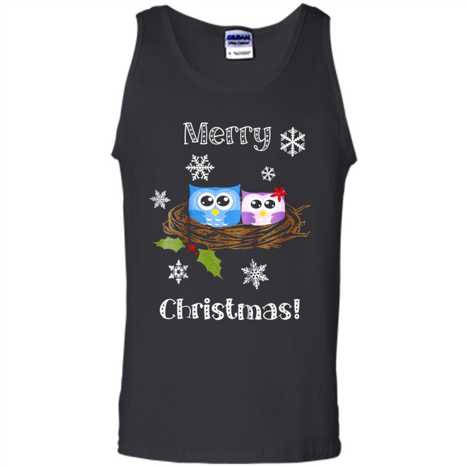 Cute Christmas Shirt Merry Christmas Snowflakes Owls Nest