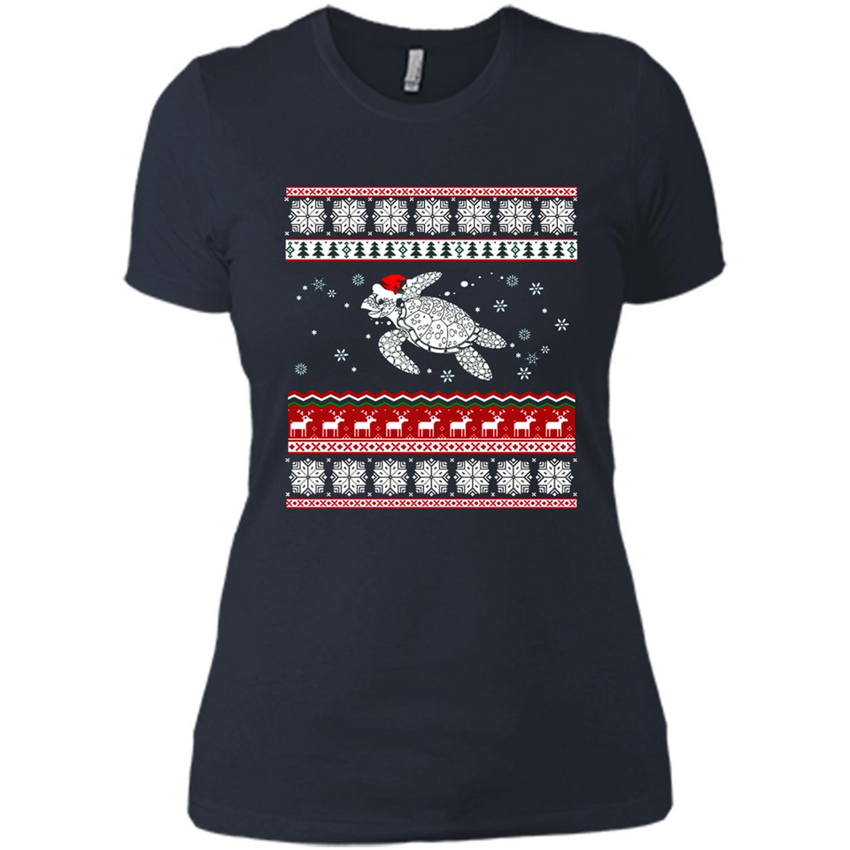 Sea Turtle Ugly Christmas T-Shirt - Ladies' Boyfriend T-Shirt