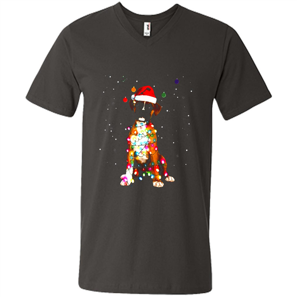 Christmas Lights Boxer Dog Funny Xmas Sweatshirt - Men's V-Neck