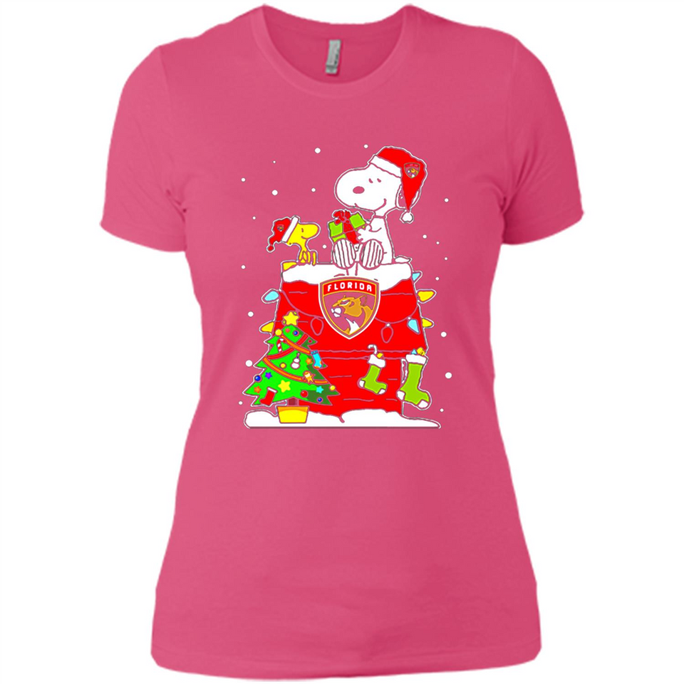 Florida Panthers Snoopy Ugly Christmas Sweaters - Ladies' Boyfriend T-Shirt