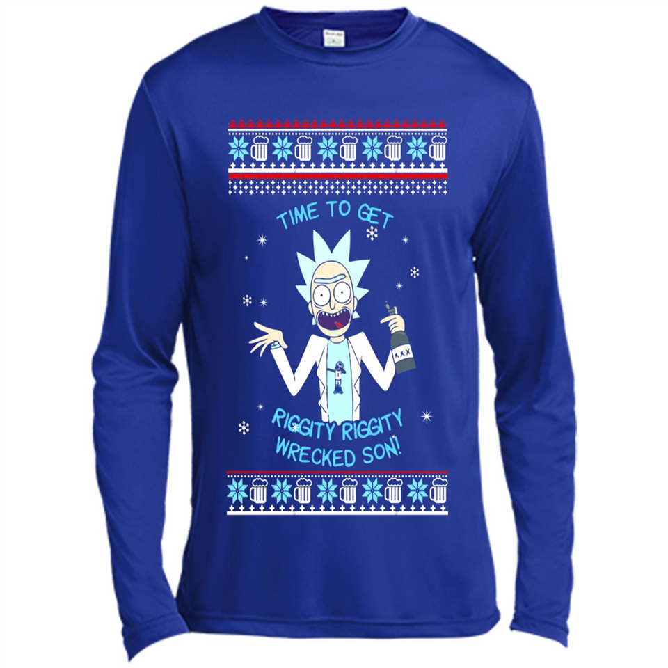 Rick and Morty Time to get Riggity Riggity Wrecked Son Christmas sweater - Canvas Long Sleeve T-Shirt