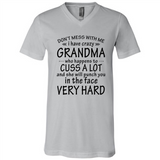 Don't Mess With Me My Grandma Is Crazy And She Will Punch You - Canvas Unisex V-Neck