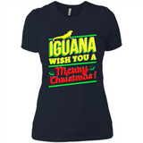 Iguana Wish You A Merry Christmas Animal - Ladies' Boyfriend T-Shirt