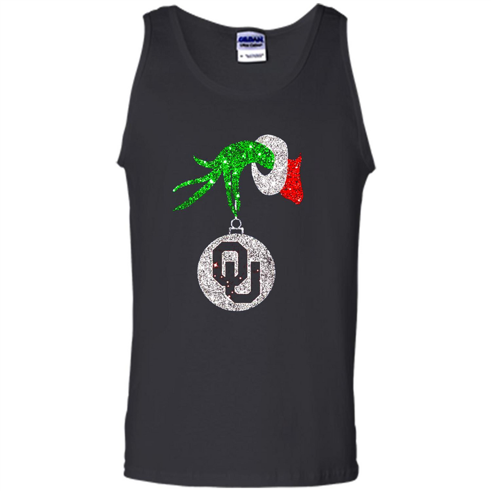 Amazing tee Oklahoma Sooners Glitter Grinch Monogram Ornament Christmas Gift - Tank Top