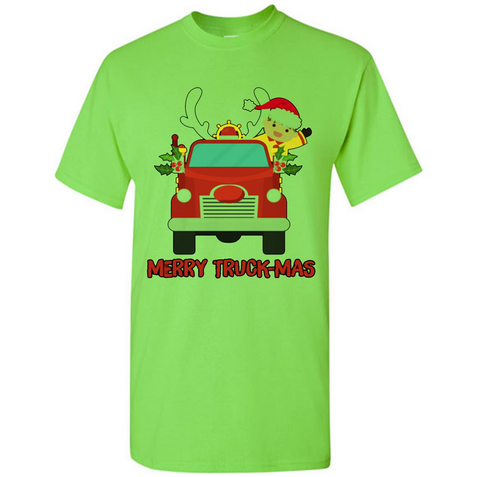 Merry Truck-Mas Christmas Fire Truck Cute Reindeer Sporty - Shirt