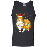 Christmas Lights Shetland Sheepdog Wearing Santa Hat Funny Xmas - Tank Top