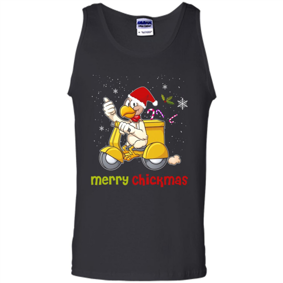 Funny Santa Christmas Chicken Shirt - Merry Chickmas - Tank Top