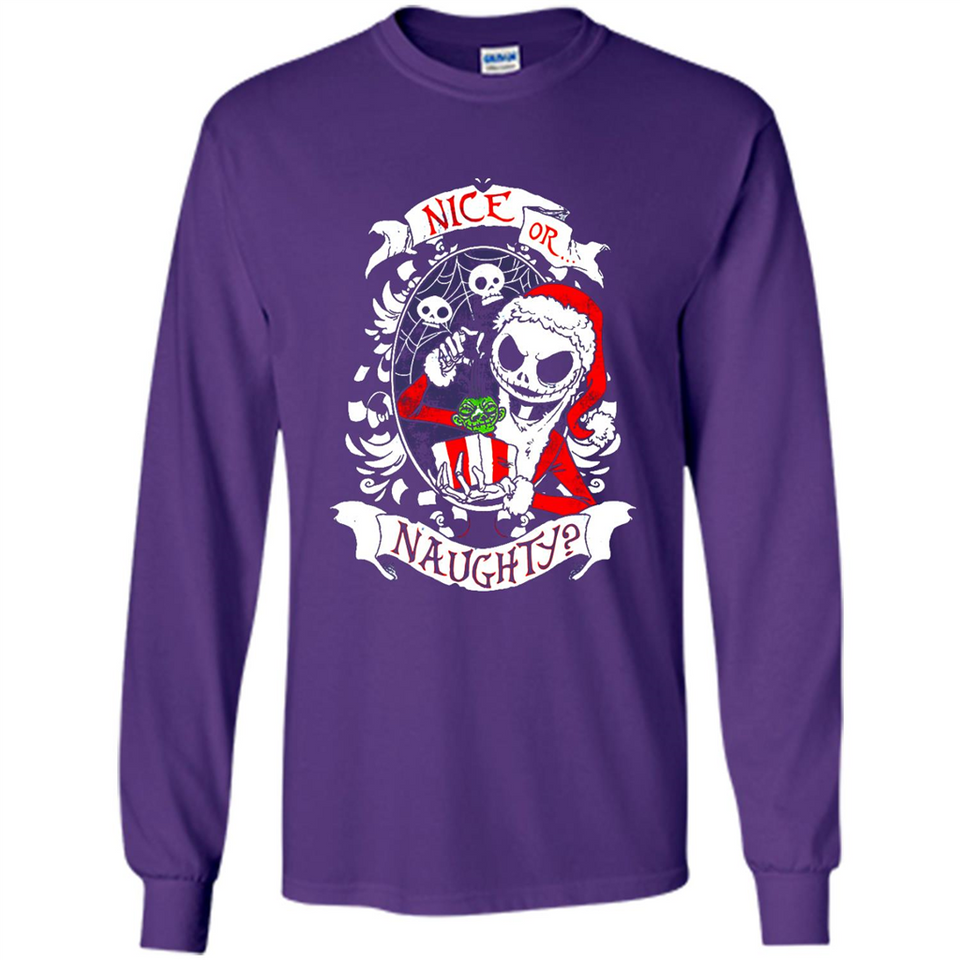 Christmas Shirt, Santa Nice Or Naughty Xmas - Long Sleeve T-Shirt