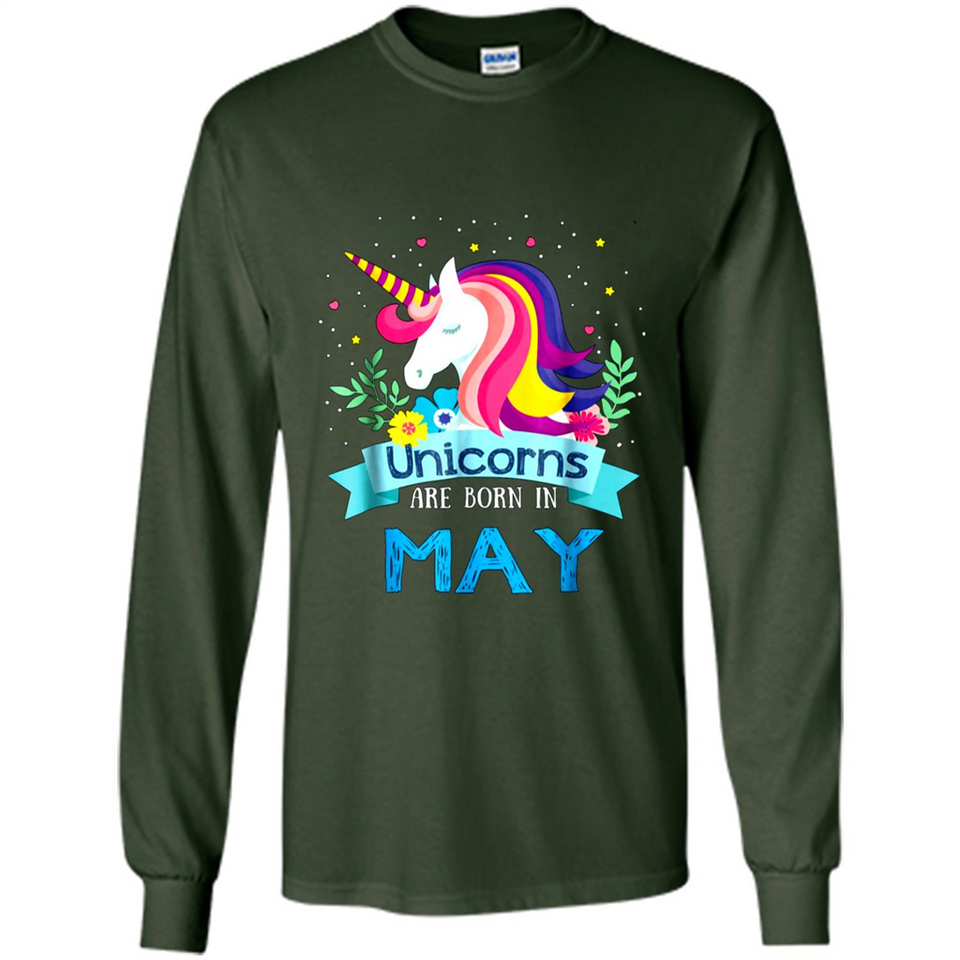 Unicorns are born in May Birthday Rainbow Gift Ladies Custom