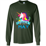 Unicorns are born in May Birthday Rainbow Gift Ladies Custom