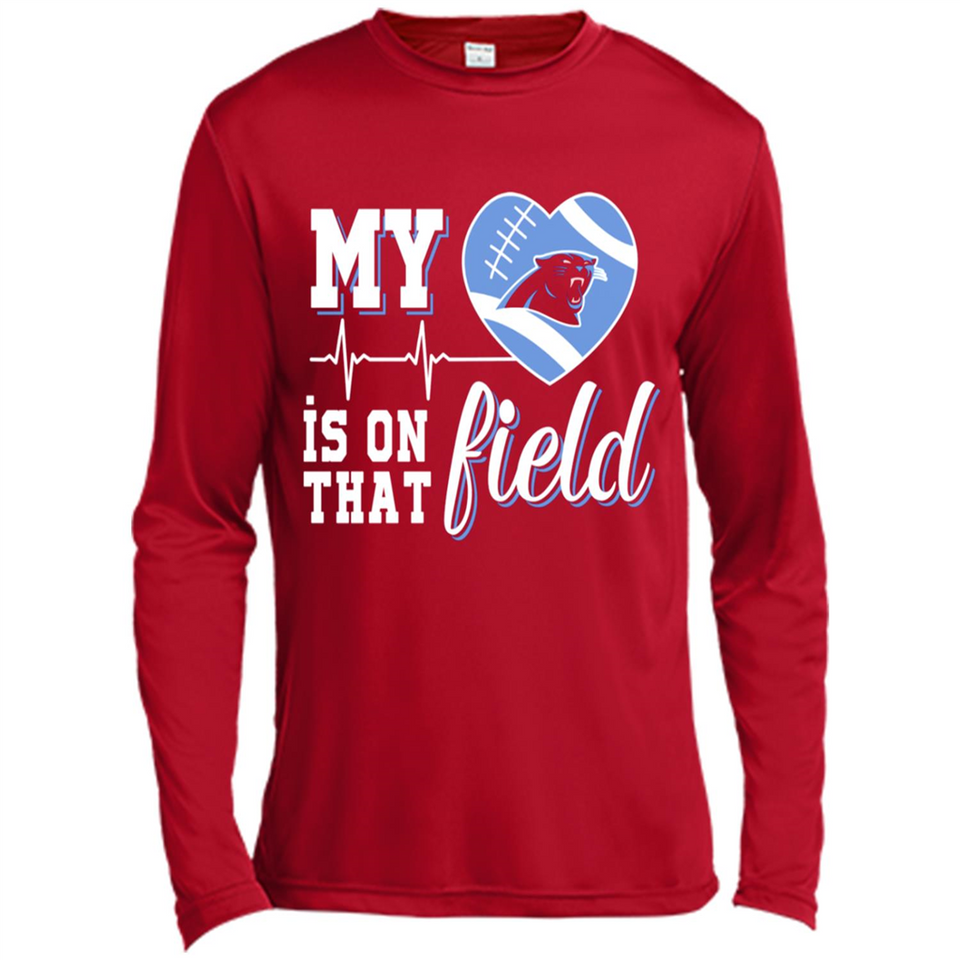 Carolina Panthers Football My Heart is on that Field - Canvas Long Sleeve T-Shirt