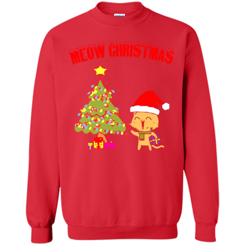Meow merry christmas- cat and pine merry christmas - Sweatshirt