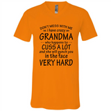 Don't Mess With Me My Grandma Is Crazy And She Will Punch You - Canvas Unisex V-Neck