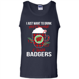 I Just Want To Drink Hot Chocolate & Watch Wisconsin Badgers Ugly Christmas Sweater PINGPONG