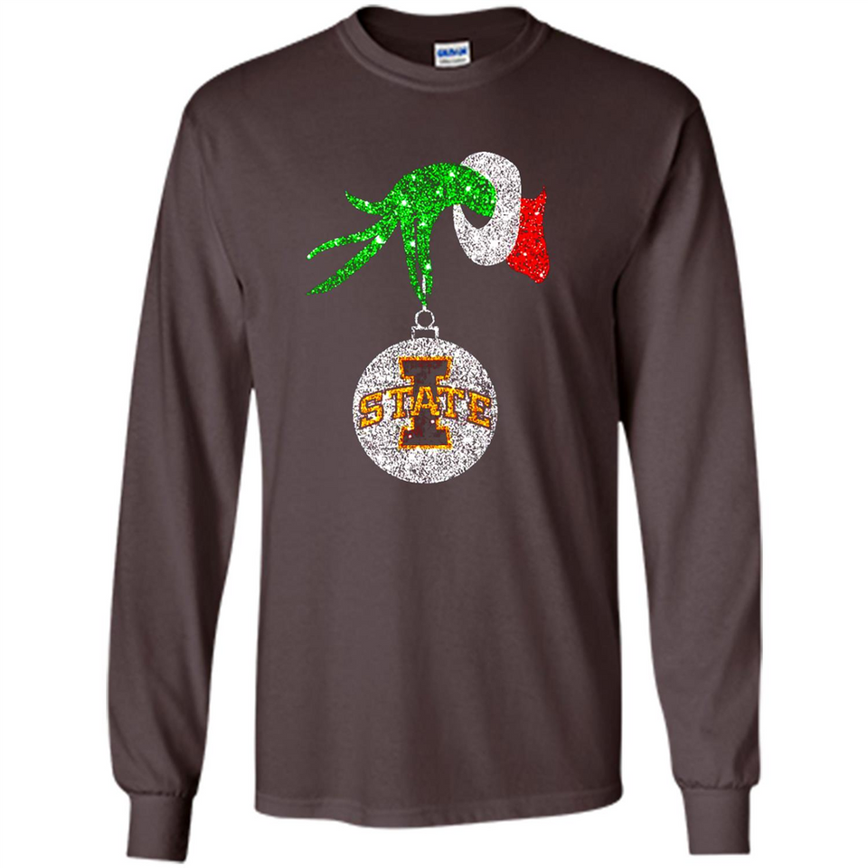 Amazing Iowa State Cyclones Glitter Grinch Monogram Ornament Christmas Gift - Long Sleeve T-Shirt