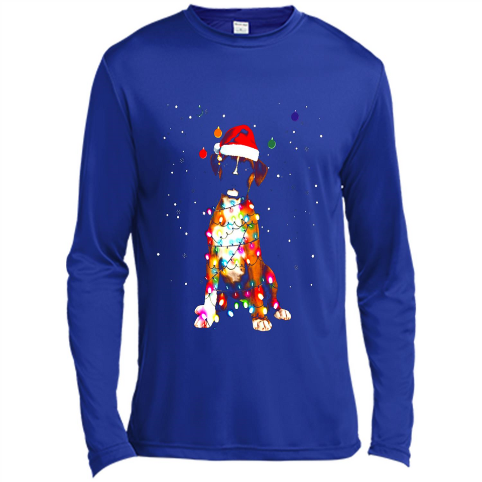 Christmas Lights Boxer Dog Funny Xmas Sweatshirt - Canvas Long Sleeve T-Shirt