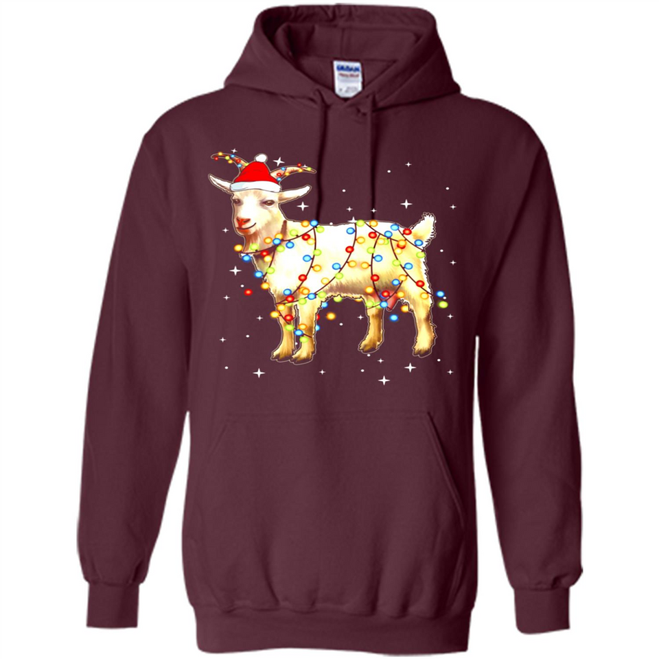 Christmas Lights Goat Wearing Santa Hat Funny Xmas - Hoodie