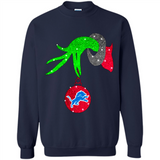 GRINCH HAND HOLDING DETROIT LIONS GLITTER CHRISTMAS PINGPONG