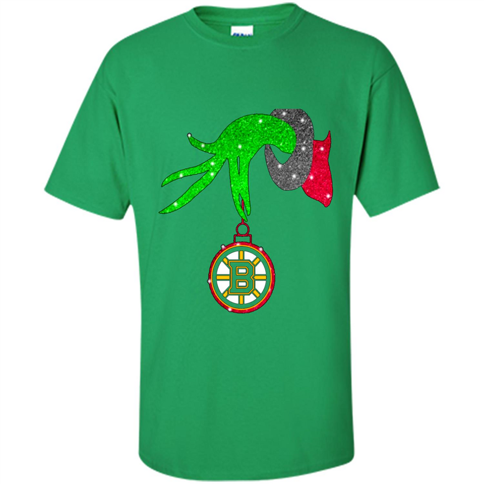 GRINCH HAND HOLDING BOSTON BRUINS GLITTER CHRISTMAS PINGPONG