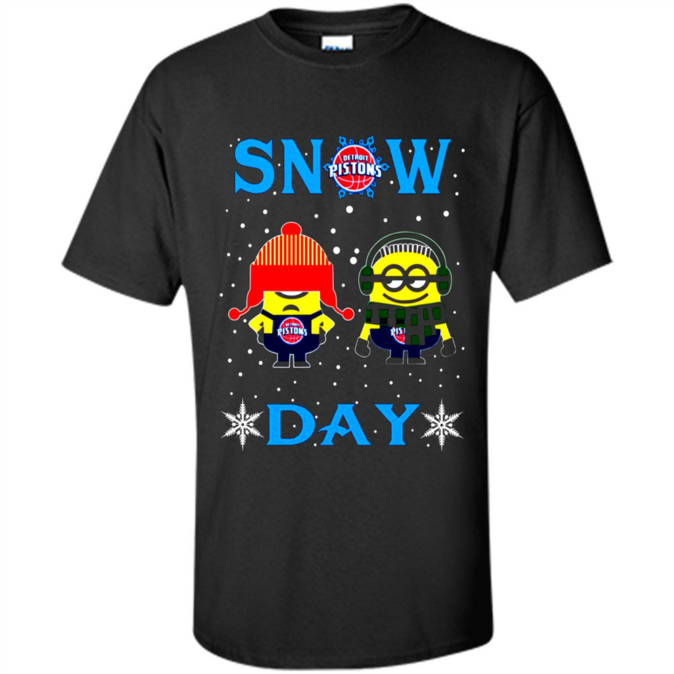 Snow Day Shirt For Detroit Pistons Vs Minion Fans pingpong