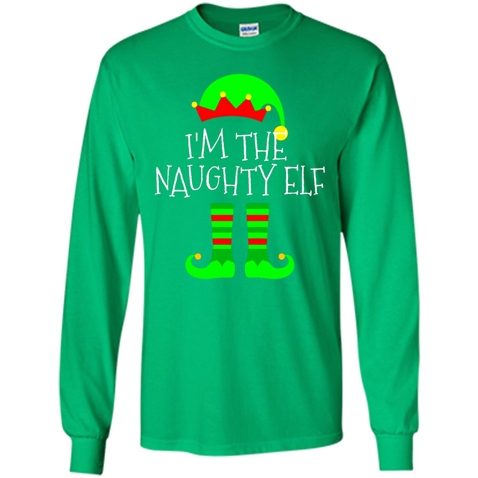 Matching Family Christmas Shirt Funny I'm The Naughty Elf Black mugs PINGPONG - Long Sleeve T-Shirt