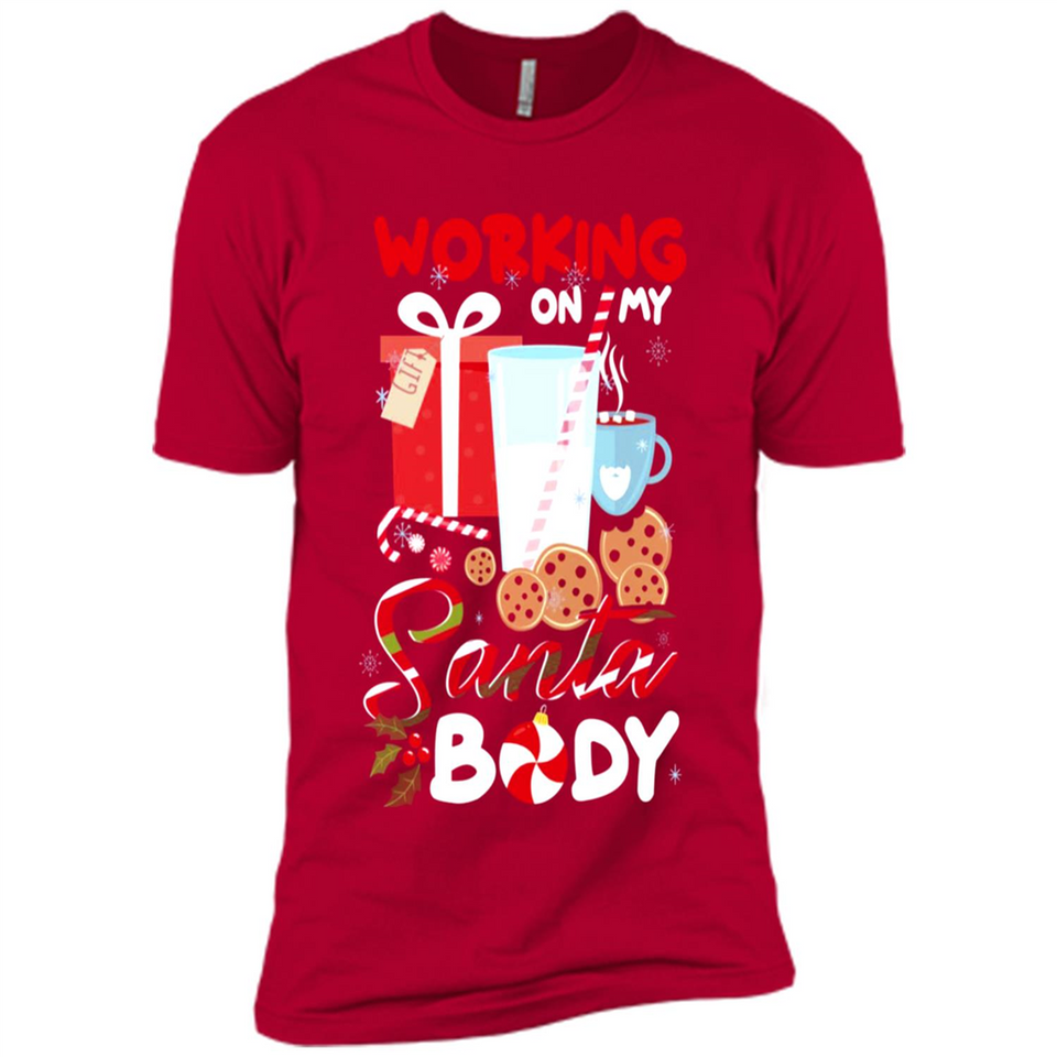 Working On My Santa Body Funny Christmas Gift Sleeve Xmas - Premium Short Sleeve T-Shirt