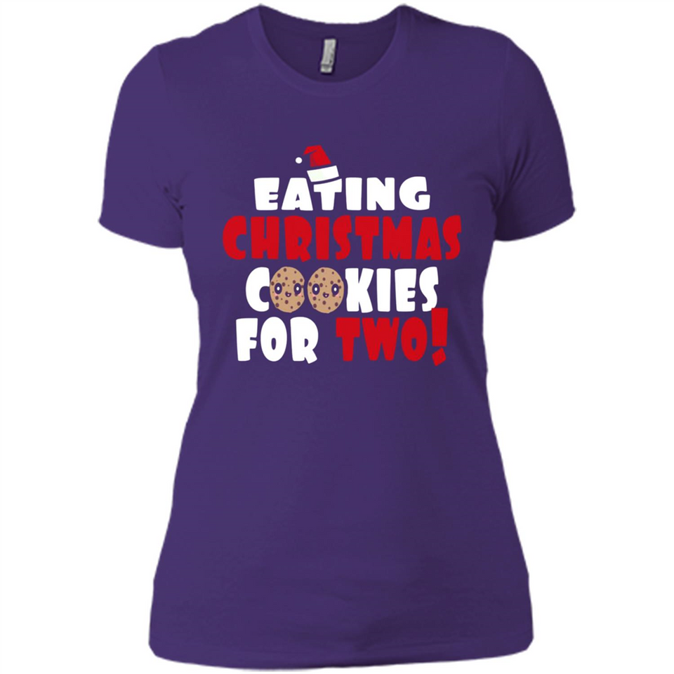 Womens Funny Eating Christmas Cookies For Two Pregnancy - Ladies' Boyfriend T-Shirt