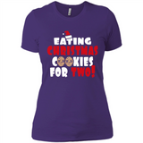 Womens Funny Eating Christmas Cookies For Two Pregnancy - Ladies' Boyfriend T-Shirt