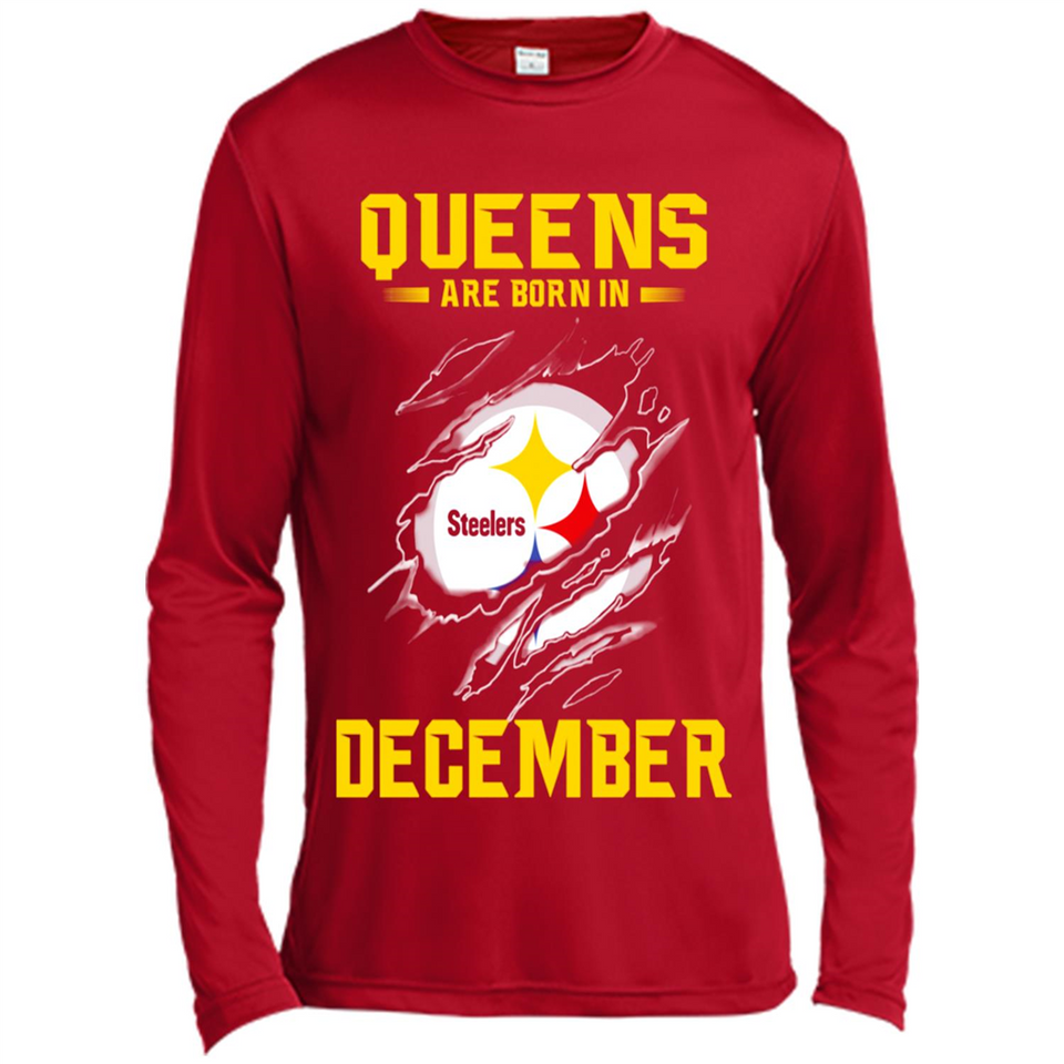 Queens Are Born In December - Pittsburgh Steelers Football - Canvas Long Sleeve T-Shirt