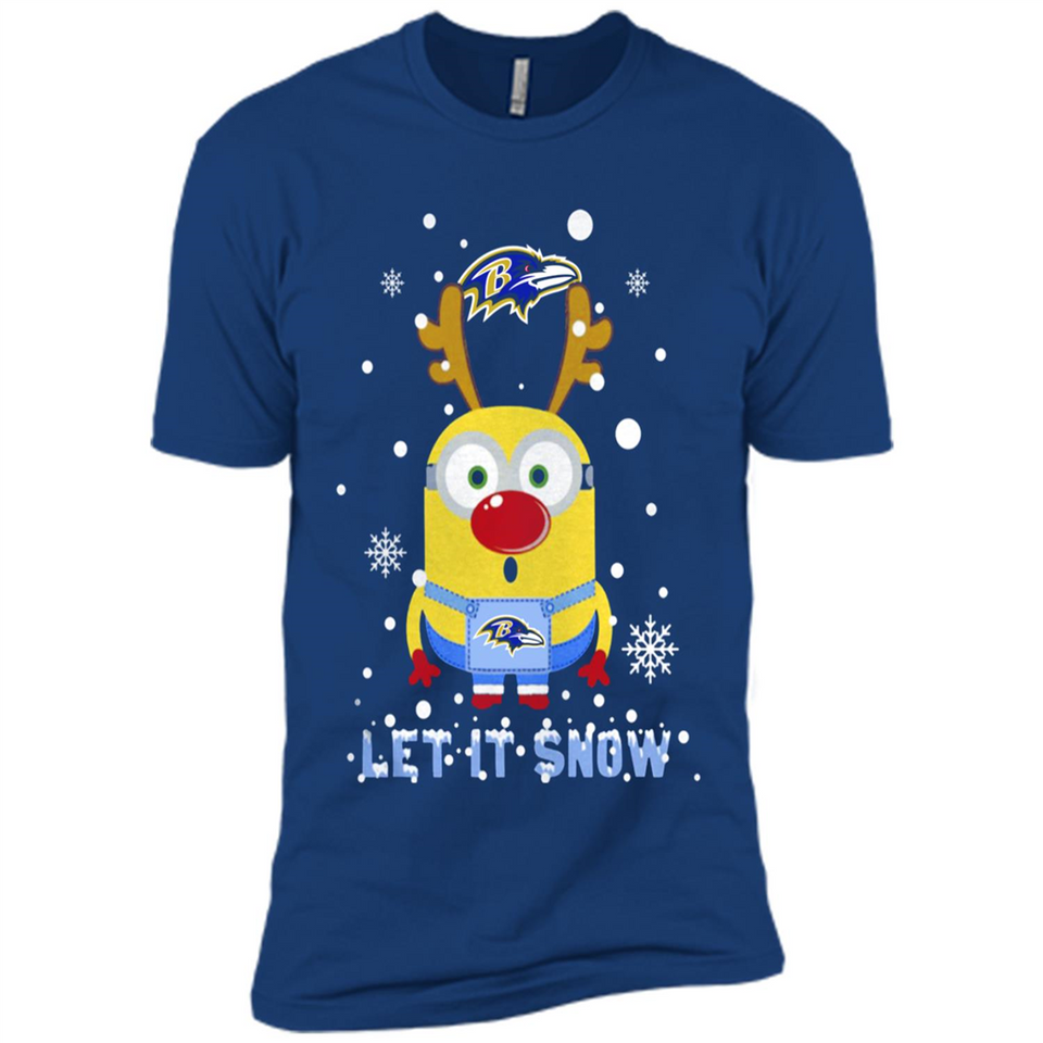 Minion Baltimore Ravens Ugly Christmas Sweater Let it Snow - Premium Short Sleeve T-Shirt