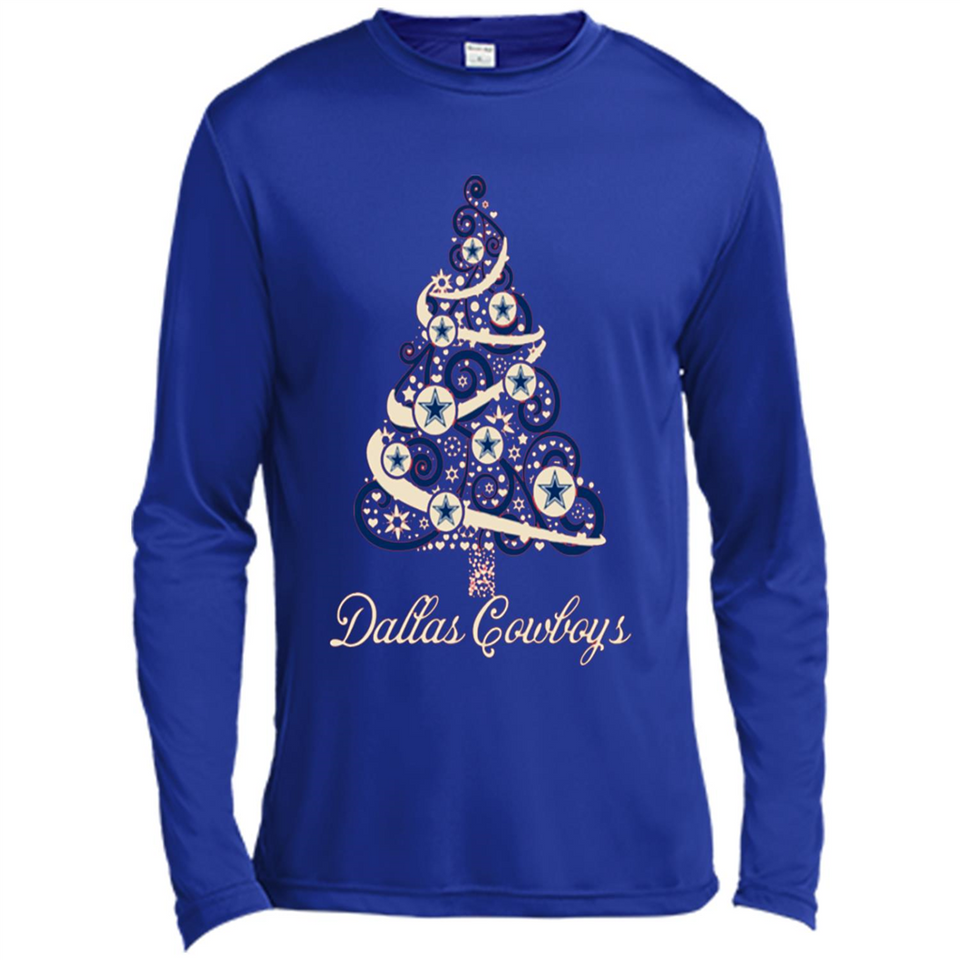 Dallas Cowboys NFL Football Team Logo Christmas Tree T-Shirt - Canvas Long Sleeve T-Shirt