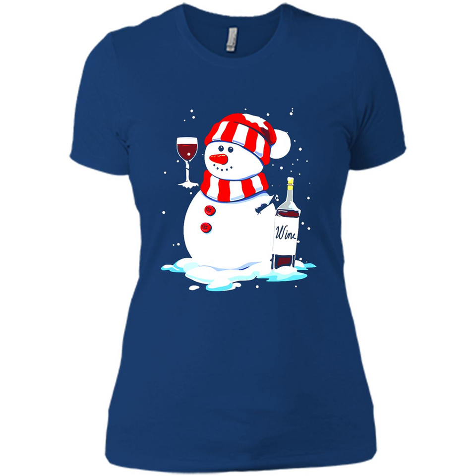 Cute Snowman drink Red Wine Christmas T-Shirt - Ladies' Boyfriend T-Shirt