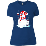 Cute Snowman drink Red Wine Christmas T-Shirt - Ladies' Boyfriend T-Shirt