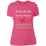 Dinosaur and Santa Ugly Christmas Sweater - Ladies' Boyfriend T-Shirt