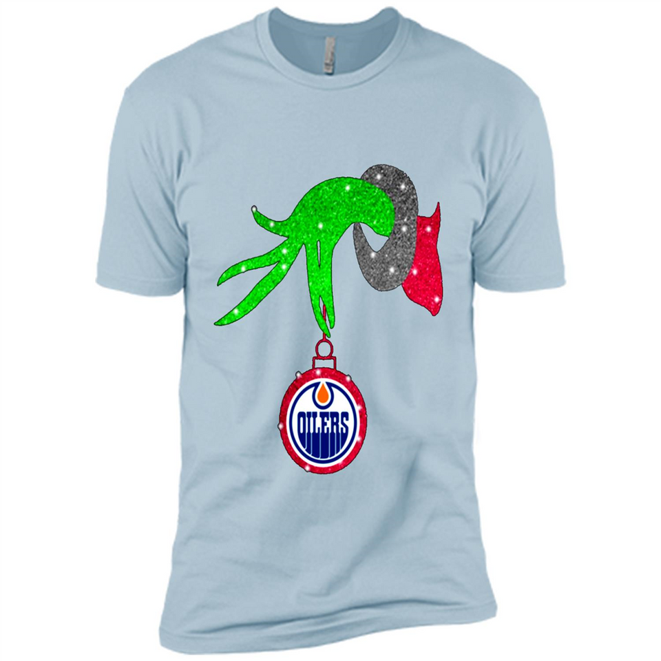 GRINCH HAND HOLDING EDMONTON OILERS GLITTER CHRISTMAS PINGPONG