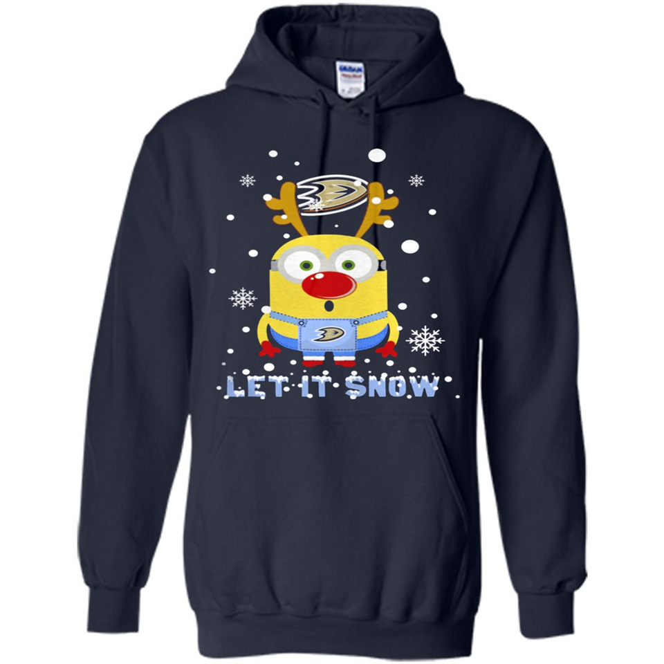 Minion Anaheim Ducks Ugly Christmas Sweater Let it Snow - Hoodie