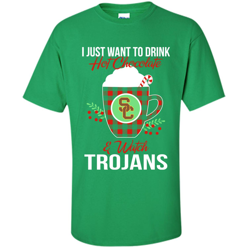I Just Want To Drink Hot Chocolate & Watch USC Trojans Ugly Christmas Sweater PINGPONG